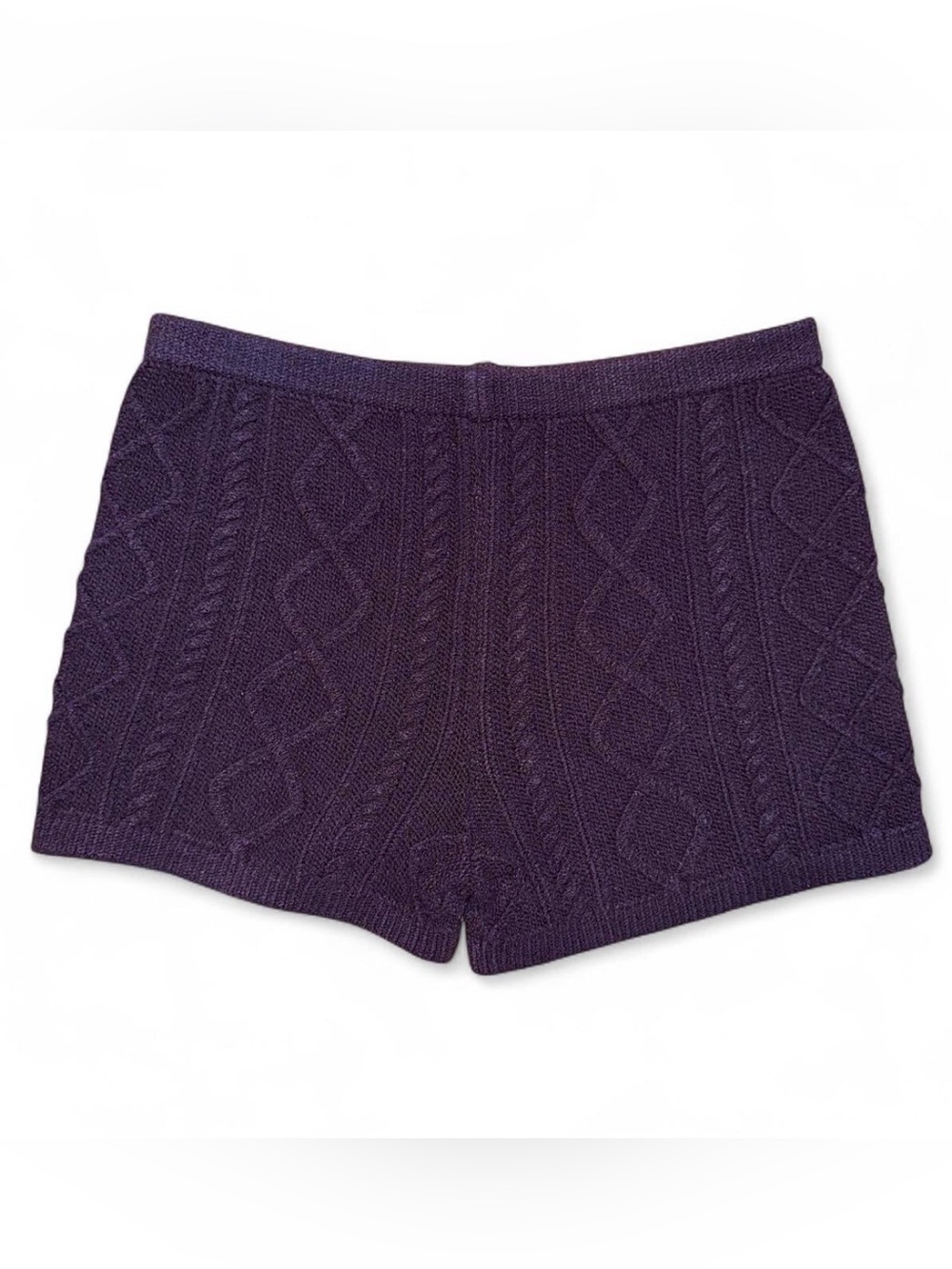 Purple Knit Mini Micro Shorts High Waisted Hot Pants